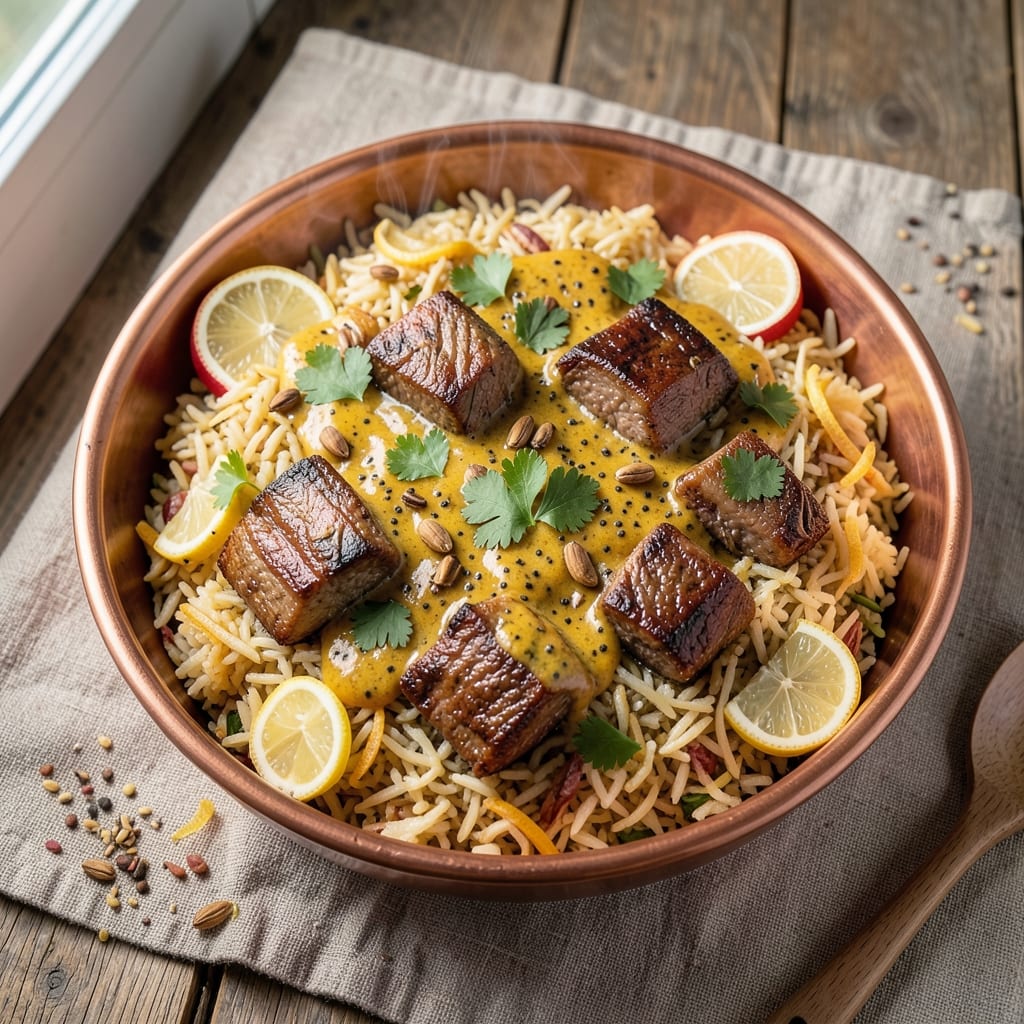 Afghani Beef Pulao Recipe: Fragrant Saffron Rice with Spiced Beef Bites