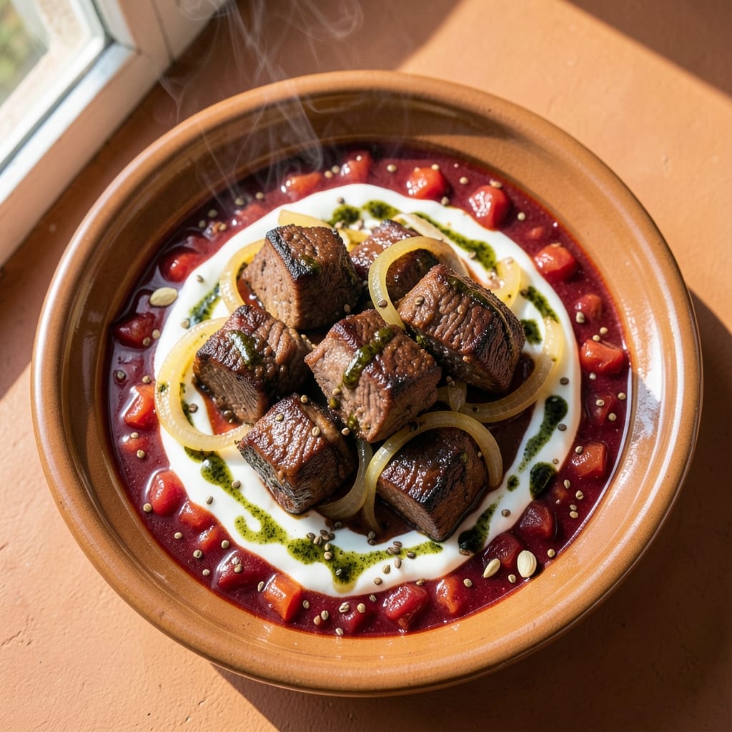 Arabic Beef Stew Recipe: Spiced Yogurt and Tahini Velvety Depth
