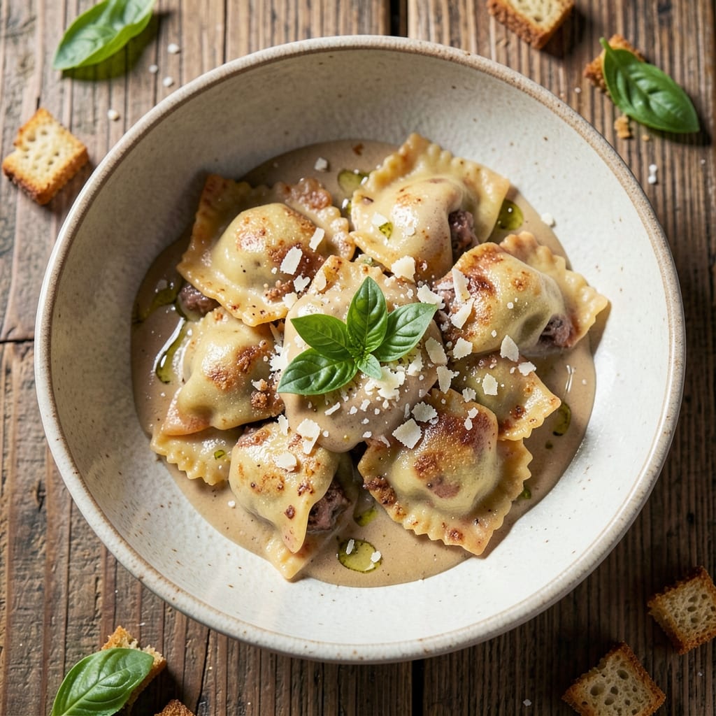 Baked Beef Ravioli Recipe: Cheese-Stuffed Pillows with Herbed Brown Butter Drizzle