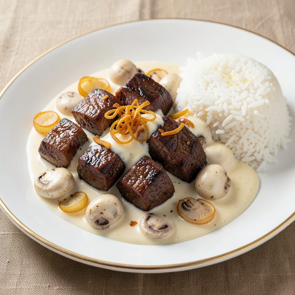 Beef Ala King Recipe: Creamy Mushroom Sauce Over Tender Cubes