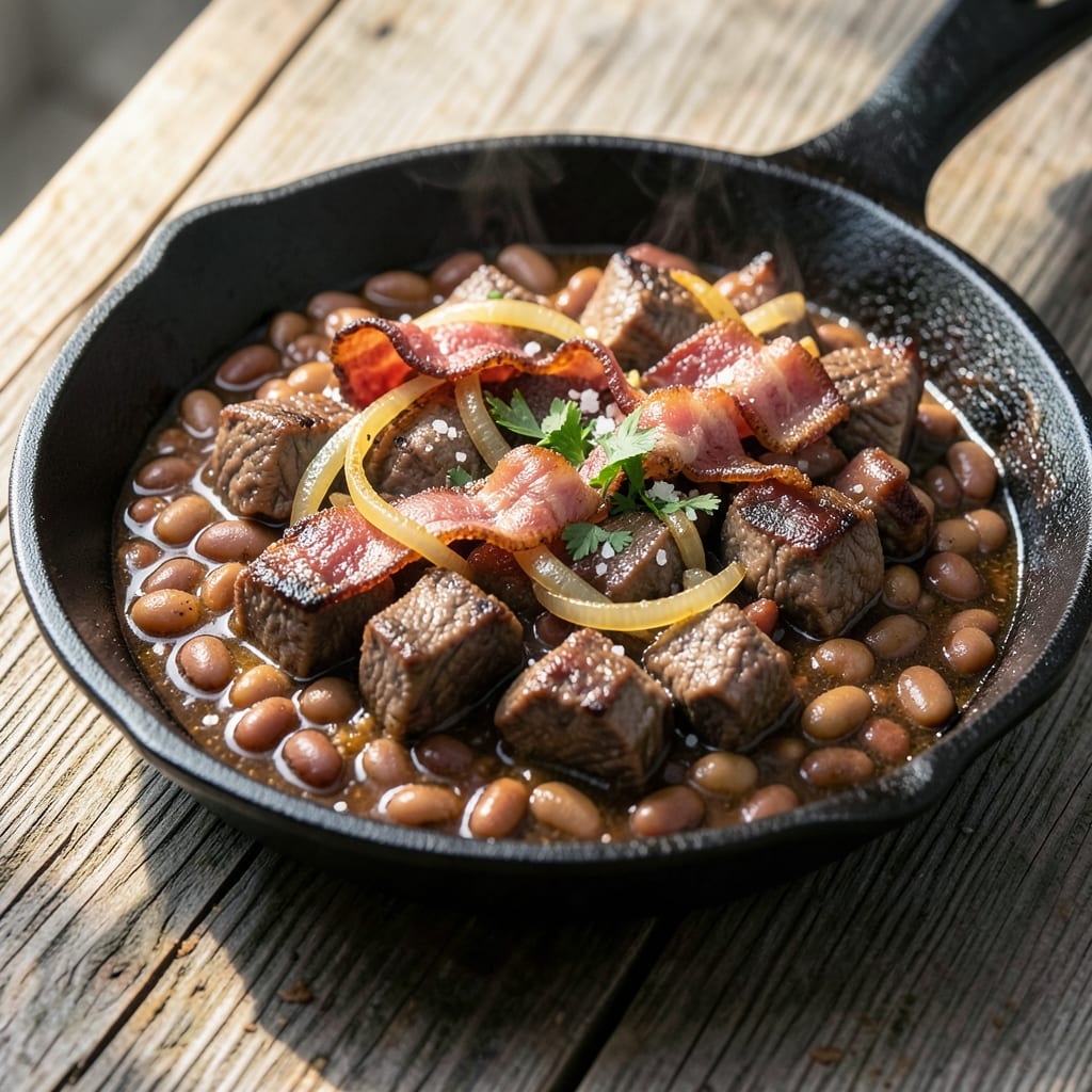 Baked Beans with Beef and Bacon Recipe: Smoky-Sweet One-Pot Crowd-Pleaser