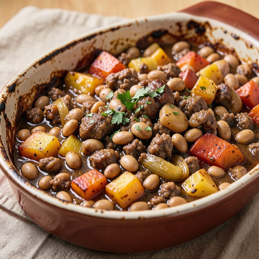 Baked Beans with Ground Beef and Pineapple Recipe: Sweet-Spicy One-Pot Crowd-Pleaser