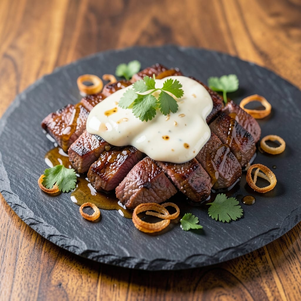 Bang Bang Beef Recipe: Crispy Oat Crust Over Creamy Yogurt Filling