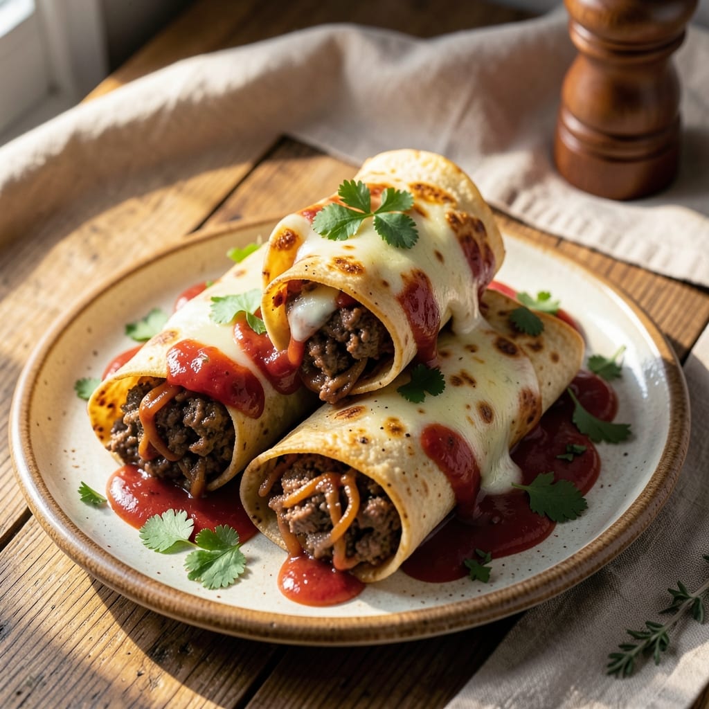 5-Ingredient Beef Enchiladas Recipe: Spiced Tortilla Stacks Ready in 20 Minutes