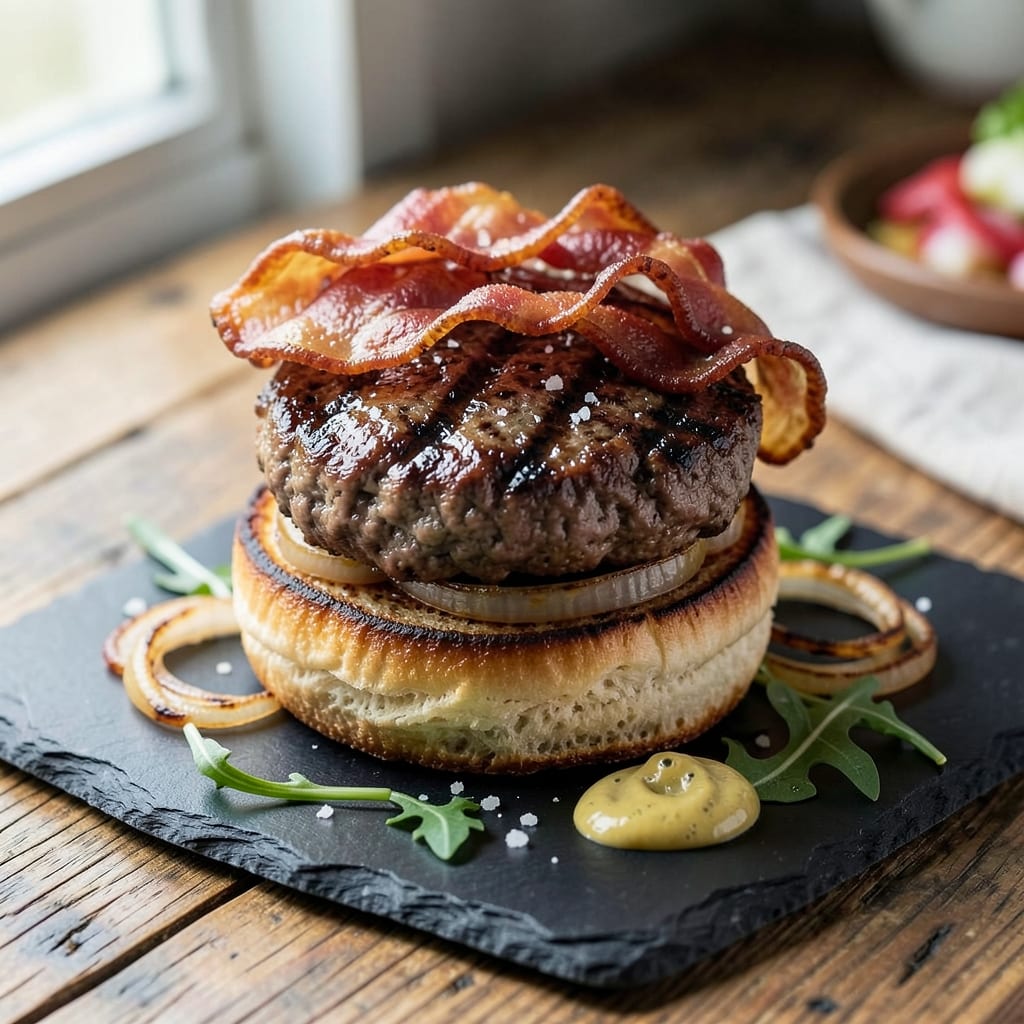 Bacon Ground Beef Burgers Recipe: Smoky Crispy Edges, Juicy Centers