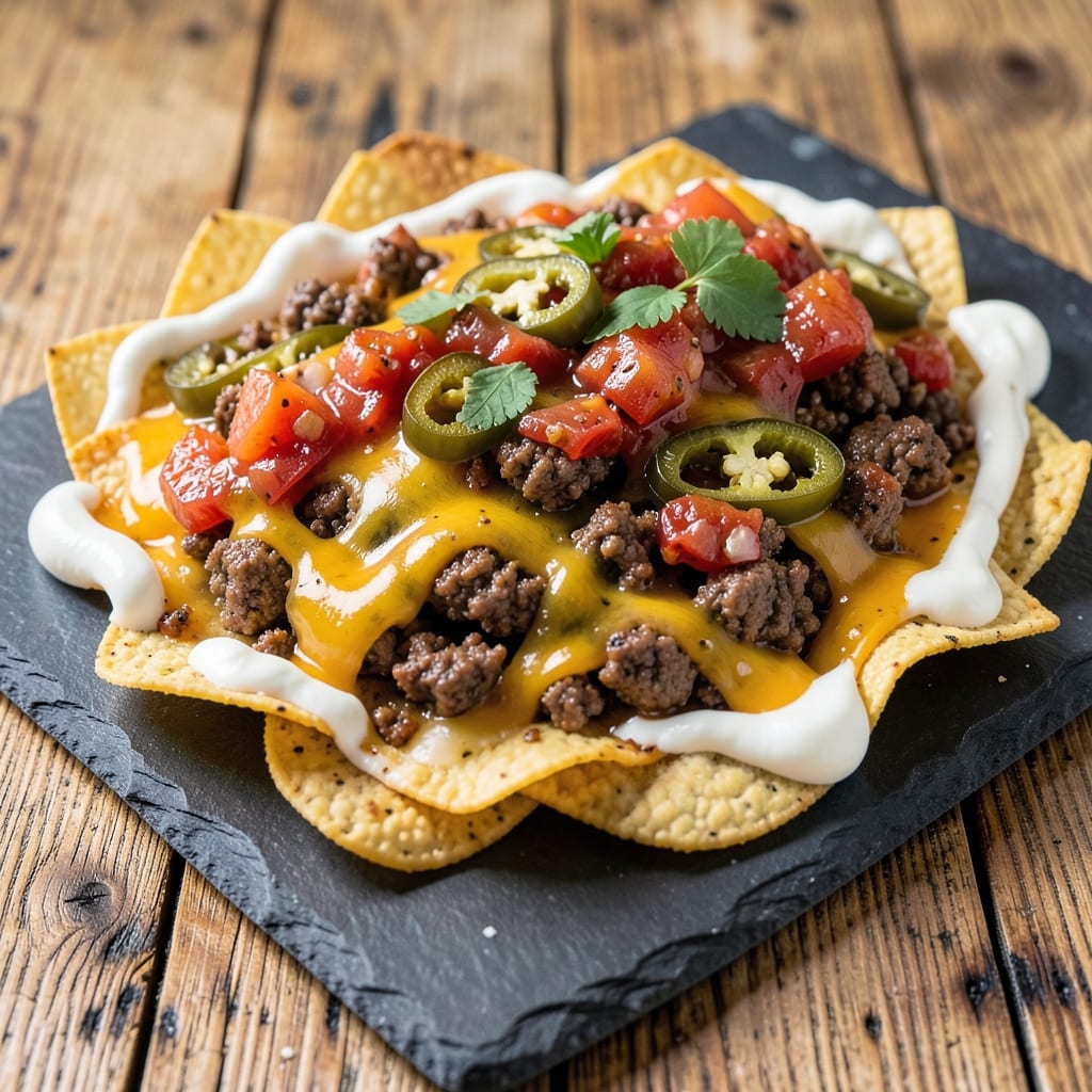 Baked Beef Nachos Recipe: Cheesy Crunch and Melty Protein Layered to Perfection
