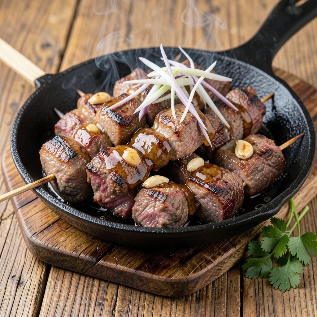 Barbecue Beef Kebabs Recipe: Smoky Charred Bites with Juicy Centers