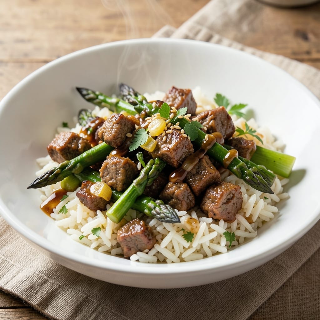 Asparagus Ground Beef and Rice Recipe: One-Pan Umami-Packed Dinner