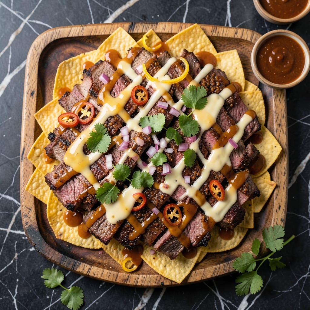 BBQ Beef Nachos Recipe: Smoky Cheese Rivers and Crunchy Toppings