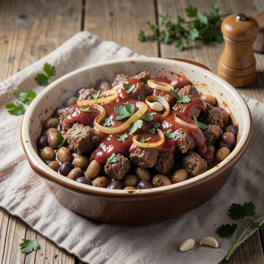 Baked Beans With Minced Beef Recipe: Slow-Cooked Molten Beef Chunks in Smoky Tomato Gravy