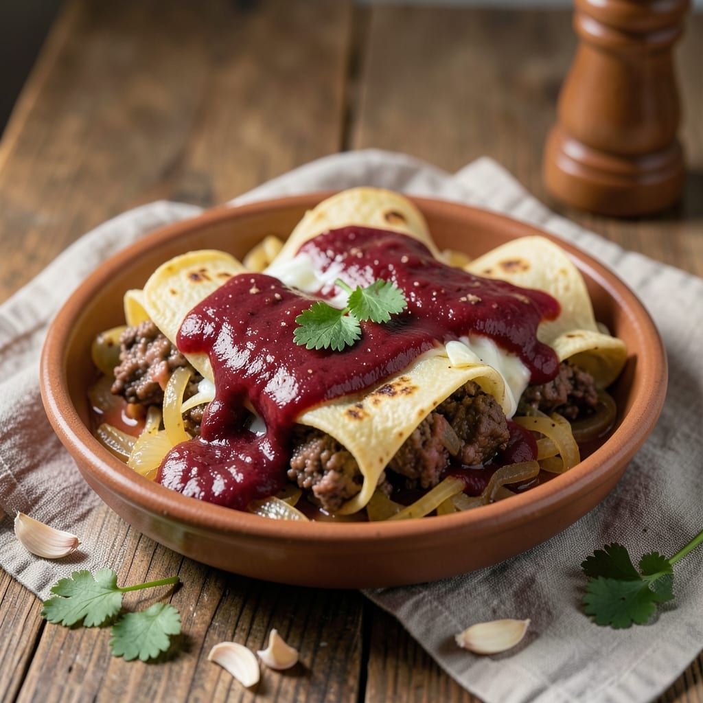 Authentic Beef Enchiladas Recipe With Red Sauce: Smoky Tortilla Layers Packed With Melty Cheese