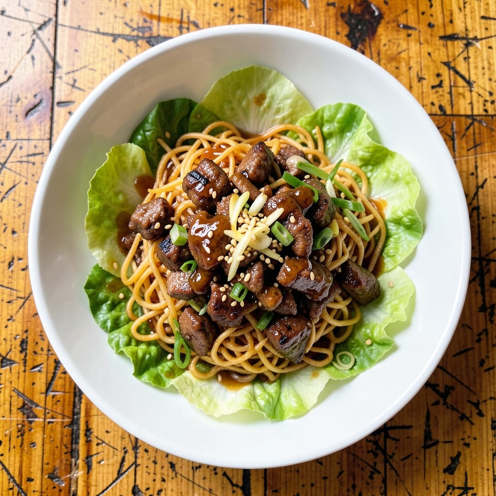 Asian Ground Beef Lettuce Wraps Recipe: Savory Soy-Ginger Beef in Crispy Rice Noodles
