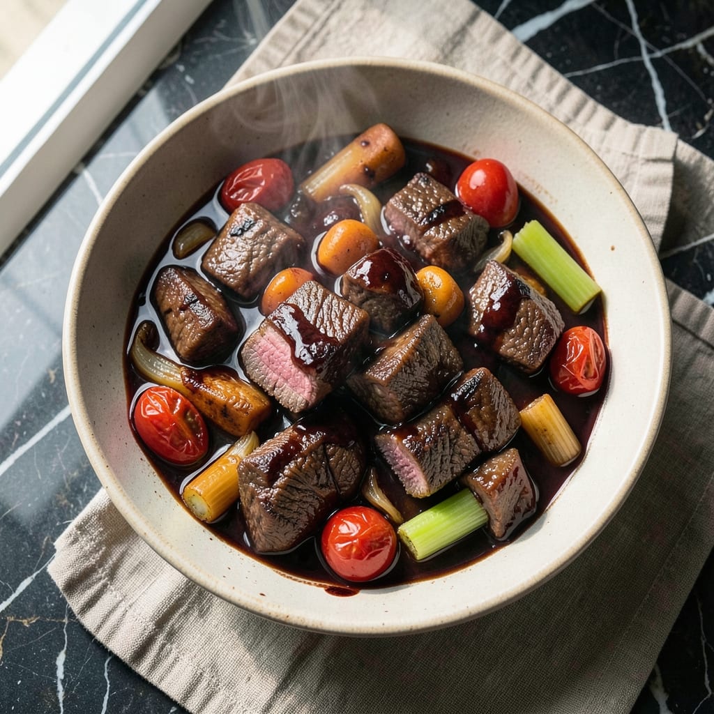 Balsamic Beef Stew Slow Cooker Recipe: Deep-Red Sauce That Melts Into Tender Chunks
